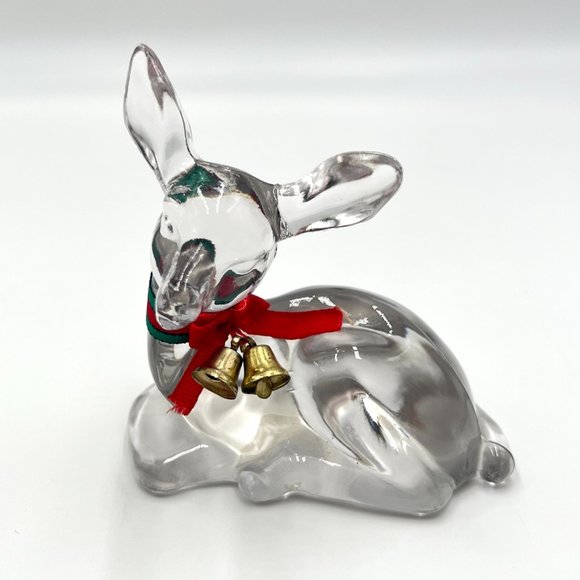 Fenton Vintage Deer Fawn Clear Art Glass Collectible Figurine Paperweight Decor - Picture 5 of 9